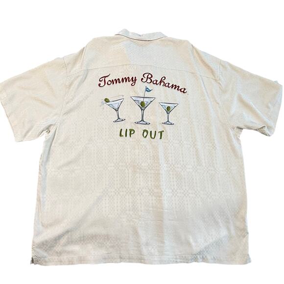 Tommy Bahama Lip Out Martini Embroidered Camp Shirt Mens XXL Button Front Silk - Picture 1 of 10